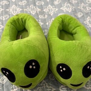Green Alien Plush Slippers